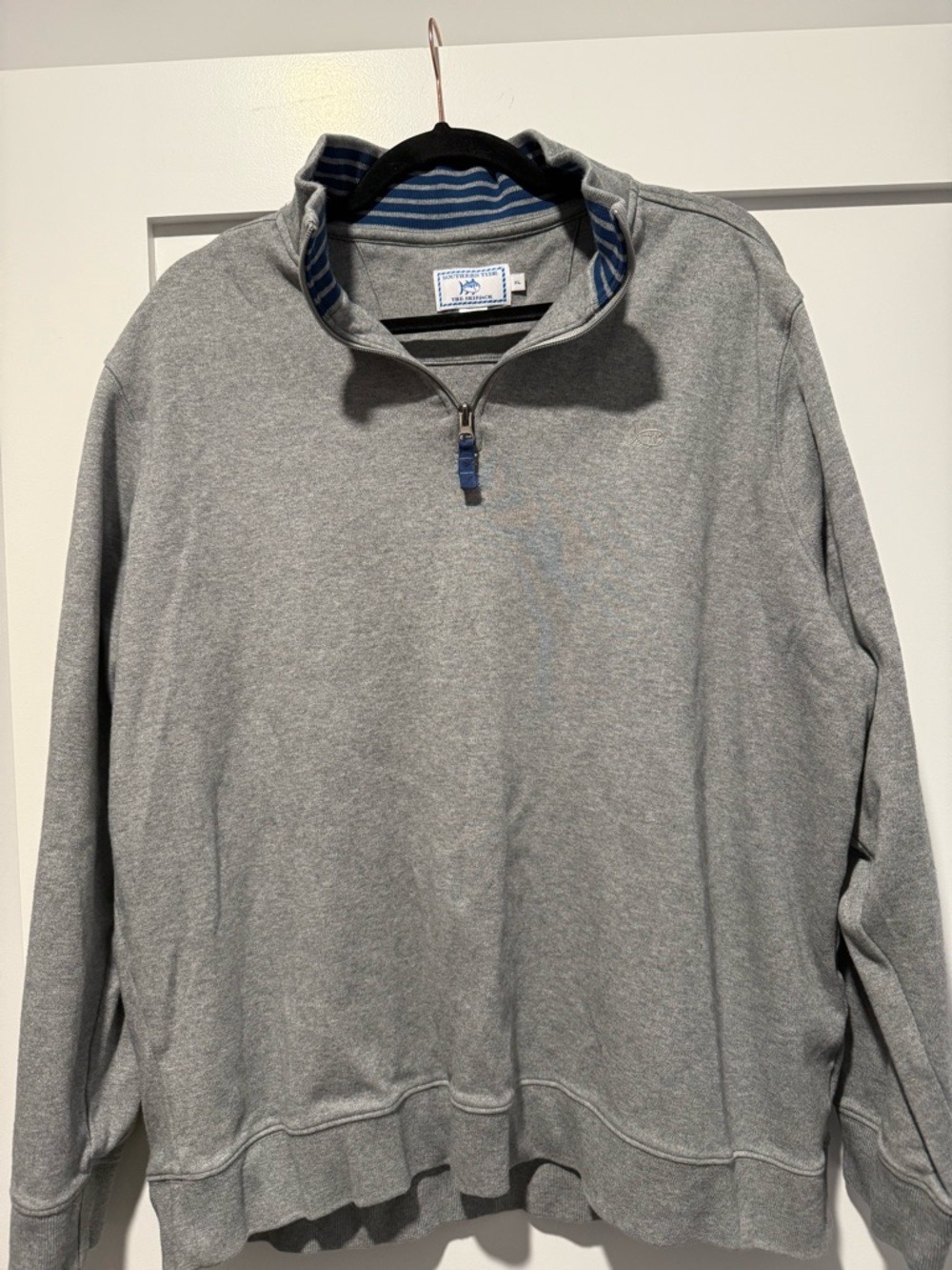 Southern Tide Gray Quarter-Zip Pullover with Blue Accents